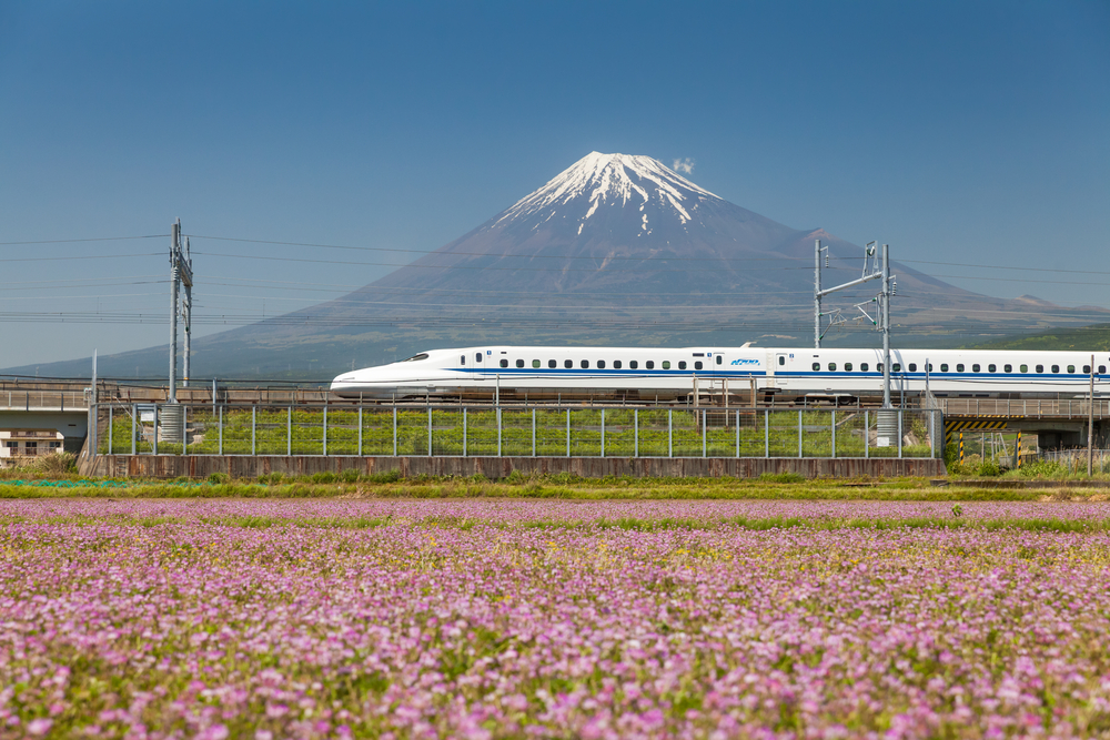 Shinkansen bullet train in Japan